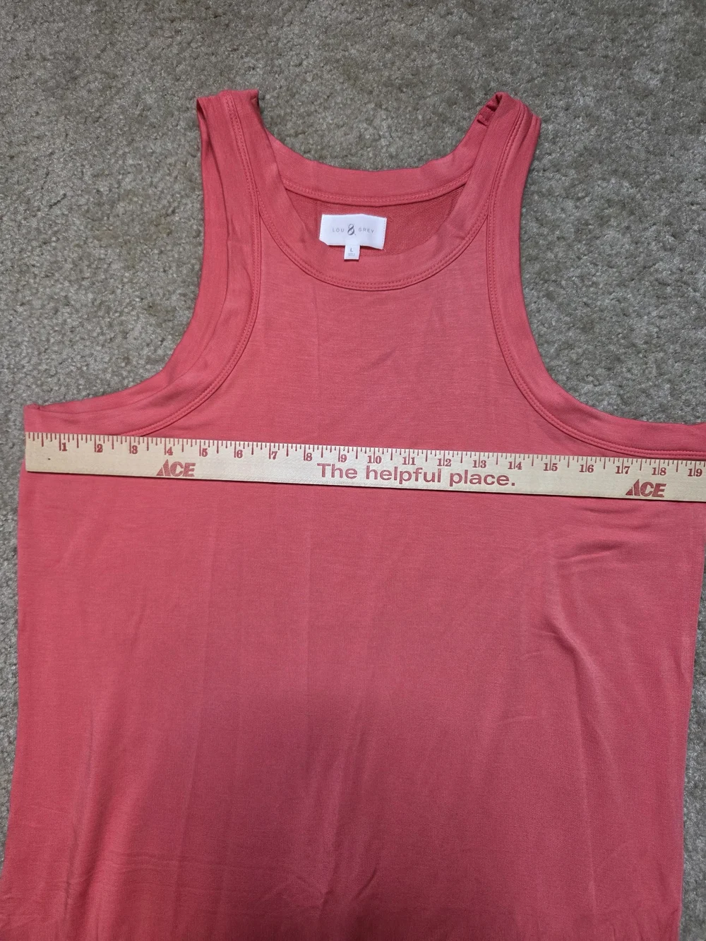 Lou & Grey High Neck Tank Maxi Dress Coral Pink Signature Soft Slit Size L